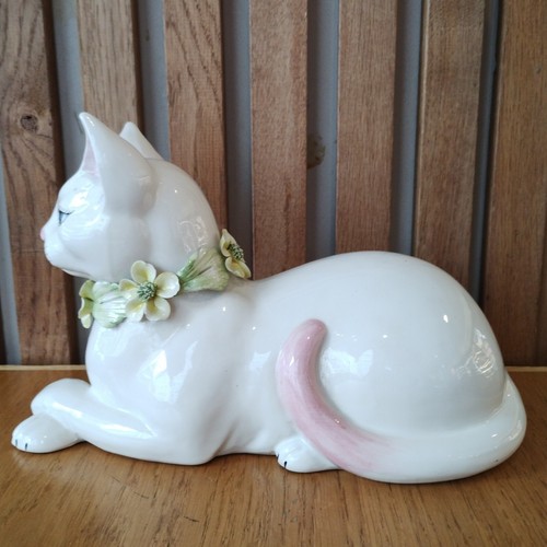 Large ceramic white cat - large,