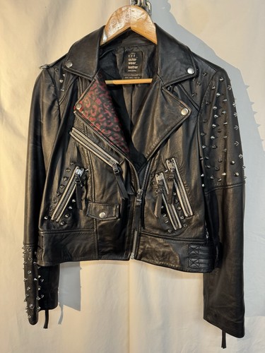 Zara women leather jacket - leather,