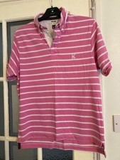 Karl Kertess Golf Polo Shirt Pink/White Mens UK Small Regular Fit 100% Cotton