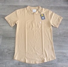 MENS LIFE & LIMB ZIP NEAT FIT SMART SHORT SLEEVE POLO SHIRT IN SAND SIZE M 