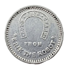 Good Luck Charm Token From Eric the Robot Horse Shoe Vintage Aluminium 21 mm