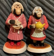 Damaged PG003 Dolly and PG004 Ada Robert Harrop PG Tips Tea Chimp Figurines