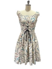 NEW  Rare Bernie Dexter Squash Blossom Print Pinup Dress Women's Size M
