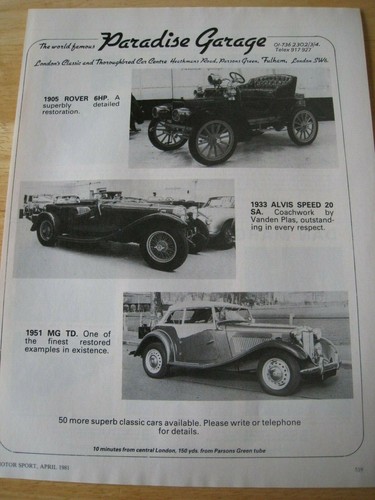 Paradise garage rover alvis - garage, mg