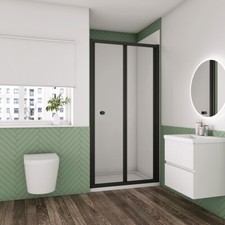 1850mm Height Matt Black Frame Bi Fold Shower Door 700/760/800/900/1000mm