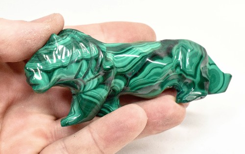 Polished malachite lion - polished,