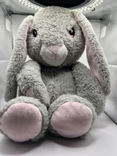Tesco Play Grey & pink Bunny Rabbit Sewn Eyes Soft Plush Toy F&F