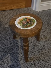 Oak Milking Stool Ceramic Seat