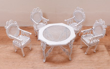 Vintage Wrought Iron Dolls House Furniture Garden Patio Table & Chair Set