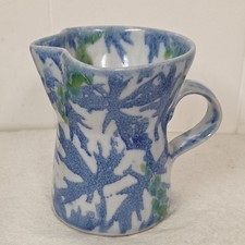 Janice Tchalenko Dartington Pottery Delphinium Pattern Stoneware Jug Vase 4"