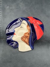 Moorland Pottery Burslem Art Deco Face Wall Plaque Mask