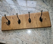 Solid Oak 4x coat hook / cast