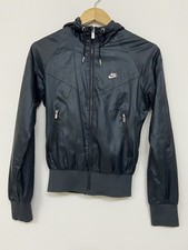 NIKE The Windrunner Older Girls Women Black Thin Windbreaker Hooded Jacket UK XS