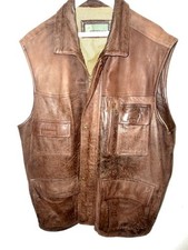 Hidepark leather waistcoat XXL 5 pockets zip front checdk lineing Top hide (9142