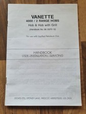 Ref v-11 Caravan Vanette 4000 / 2 Range Hobs User Installation Servicing Booklet