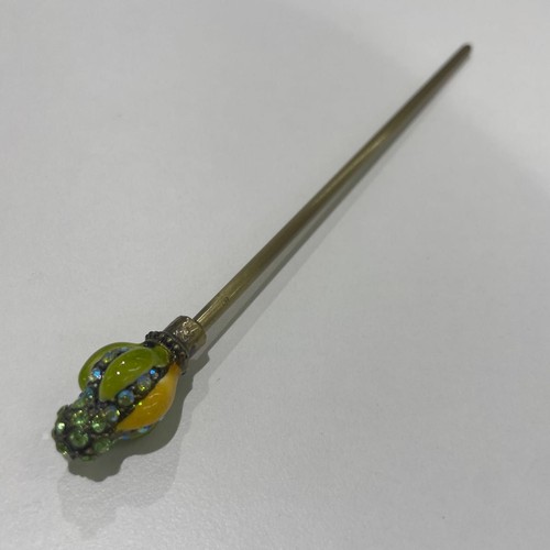 Kanzashi green rhinestone hair