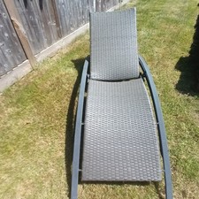 2 x Rattan Effect Grey Reclining Sun Loungers