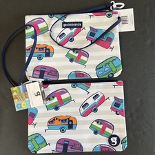 Pair Gecko Brands Swim Suit & Utility Bags Vintage Happy Camper NWT