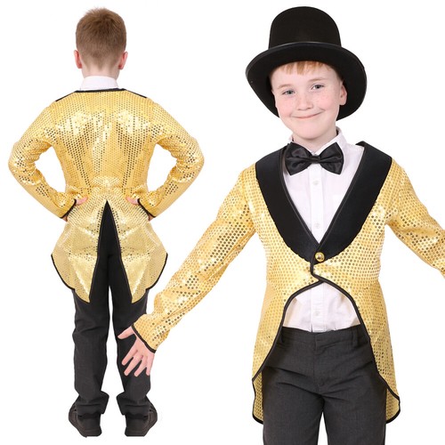 Childs gold sequin tailcoat - gold,