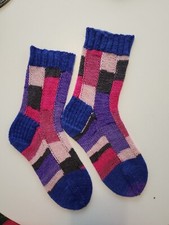 Hand Knitted Wool Socks Size 5-6 #100