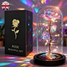 Eternal Rose in Glass Dome LED Light For Women Present Gifts,Birthday Gifts UK
