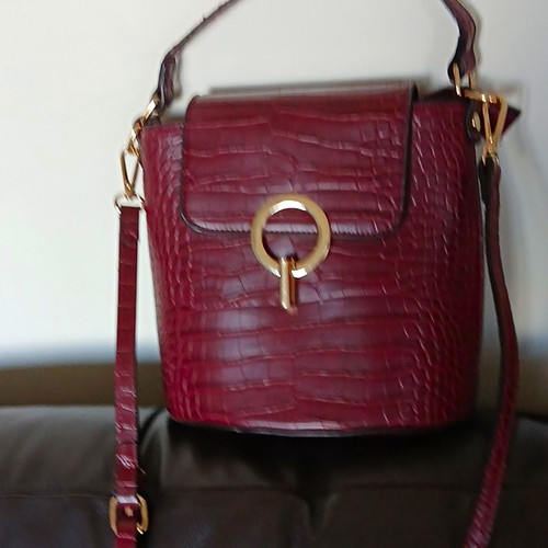 Burgundy faux leather croc - burgundy,