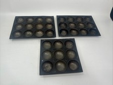 3 Vintage Aluminium Metal Muffin Tins Trays 1950s Acme Unbranded Kitchenware F