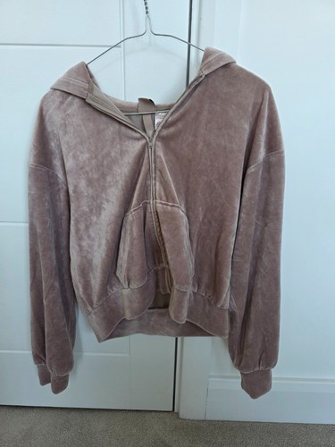Dusty pink velour zip up - h&m,