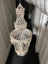 Huge Stunning 1970’s Cowrie Seashell Shell Hanging Chandelier Plant Basket boho