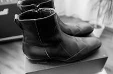 DIOR HOMME AW07 Black Leather Wing Tip Zip Boots eu41 uk7 'Navigate' Slimane