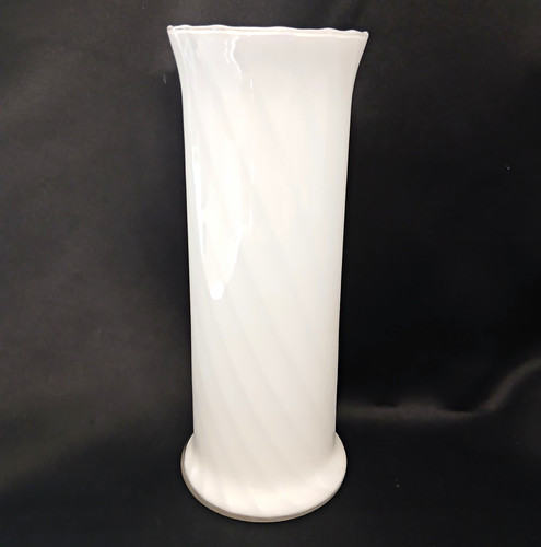 Vintage milk glass swirl vase - glass,