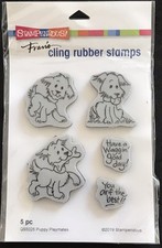 Puppy Playmates dogs bone ball sentiments Stampendous cling rubber craft stamps