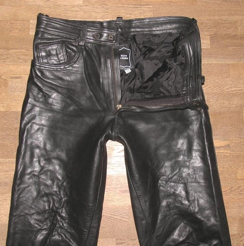 Men leather jeans biker - jeans,