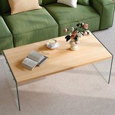 Modern Clear Glass Coffee Table Livingroom Sofa End Table Centerpiece Easy Clean