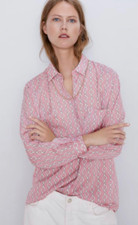 Zara Women's Satin Chain Print Button Down Front Shirt Long Sleeve Size M 12