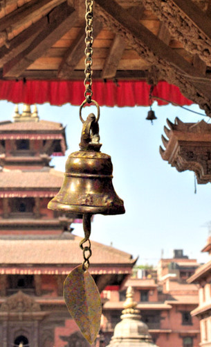 Vintage temple wind bell with - temple,