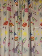 Girls Next  Bedroom Curtains Blackout Lined Unicorn / Rainbow Decor   66”x54”