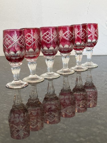 Ruby red cut glass - ruby, cordial