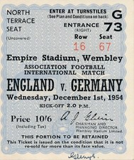 TICKET: ENGLAND v West Germany (Friendly) 1954 - EXCELLENT