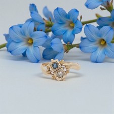 Antique 18ct Yellow Gold Diamond & Sapphire Ring, Victorian 1900