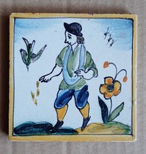Vintage Ceramic Farmer Rustic Tile Paloma