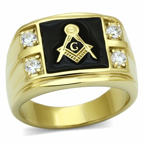 Mens gold ring masonic - , signet