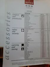 ROVER 600 SERIES car sales brochure price list. Vintage catalogue / prospekt