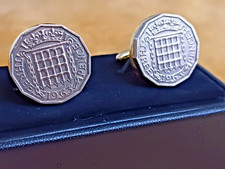 Vintage 1963 Genuine Three Penny Coin Cufflinks. One pair only! Handmade In UK.