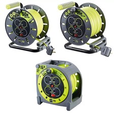 4 WAY 5M/10M/25M CABLE EXTENSION REEL LEAD MAINS SOCKET HEAVY DUTY ELECTRICAL