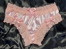 Luxury Adult Sissy Silk Satin Frilly Lace Vintage CD TV Panties Knickers L 12-14