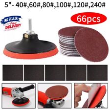 66Pcs Sanding Disc Kit Hook & Loop 125mm Attachment Drill Grinder Backing Pad UK