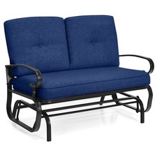 Patio Loveseat Glider with Comfortable Cushions-Navy