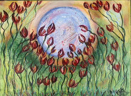 Flower scene signed - scene, oil