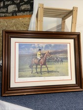 80x63 Cms Unglazed Horse Arkle Print Signed By Both Rider & Artist   See Damage